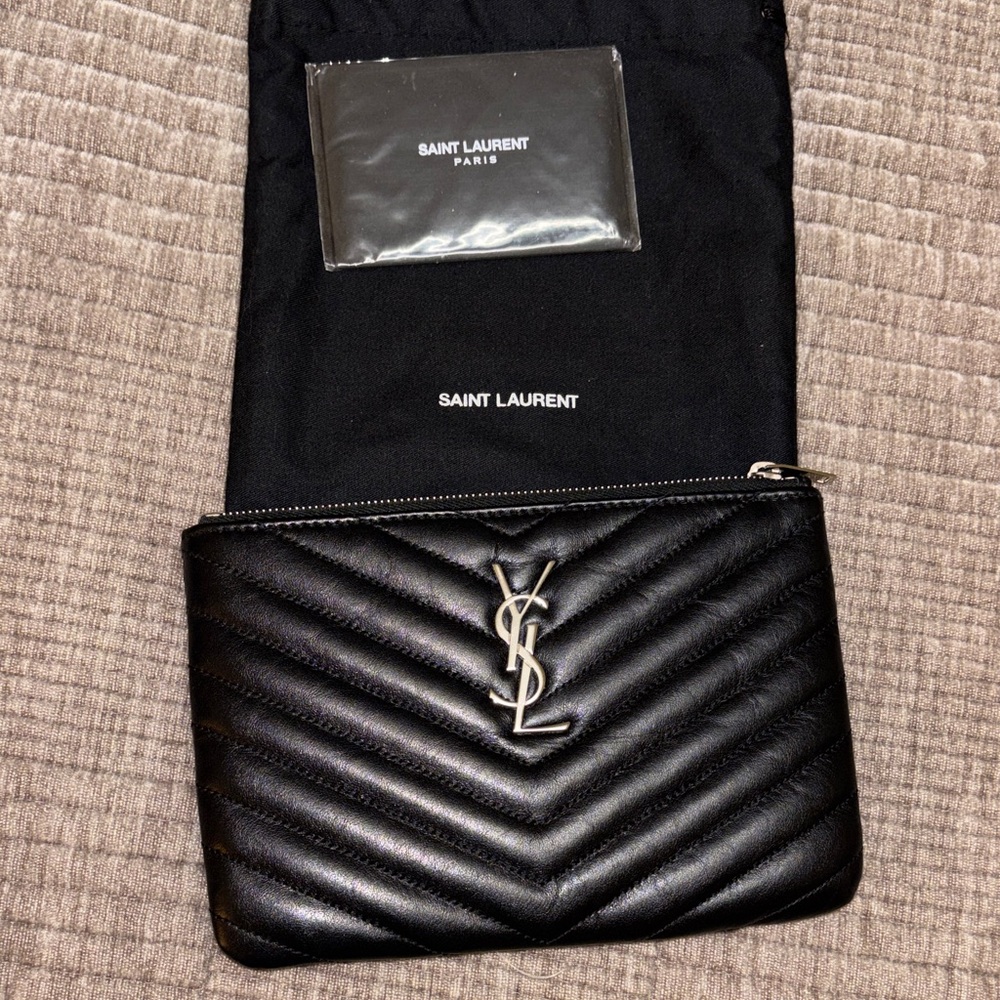 Saint Laurent Black Chevron Pouch